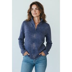 Habitat Blue Wash Full Zip Up Long Sleeve Casual Jacket Women's Size M